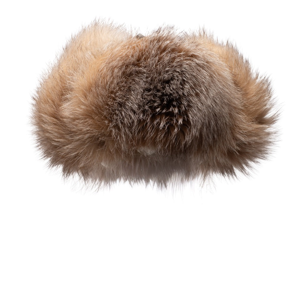 Fox fur and leather Aviator hat