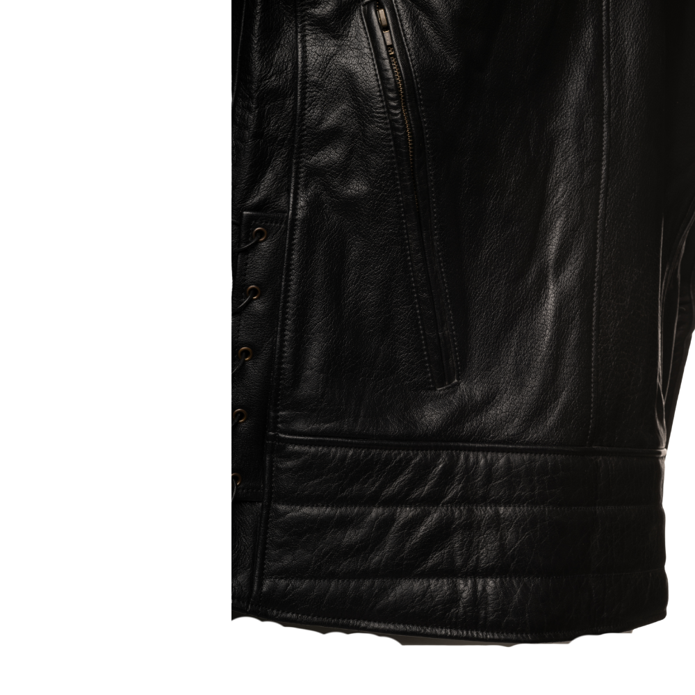 Flint Black double rider Motorcycle leather jacket