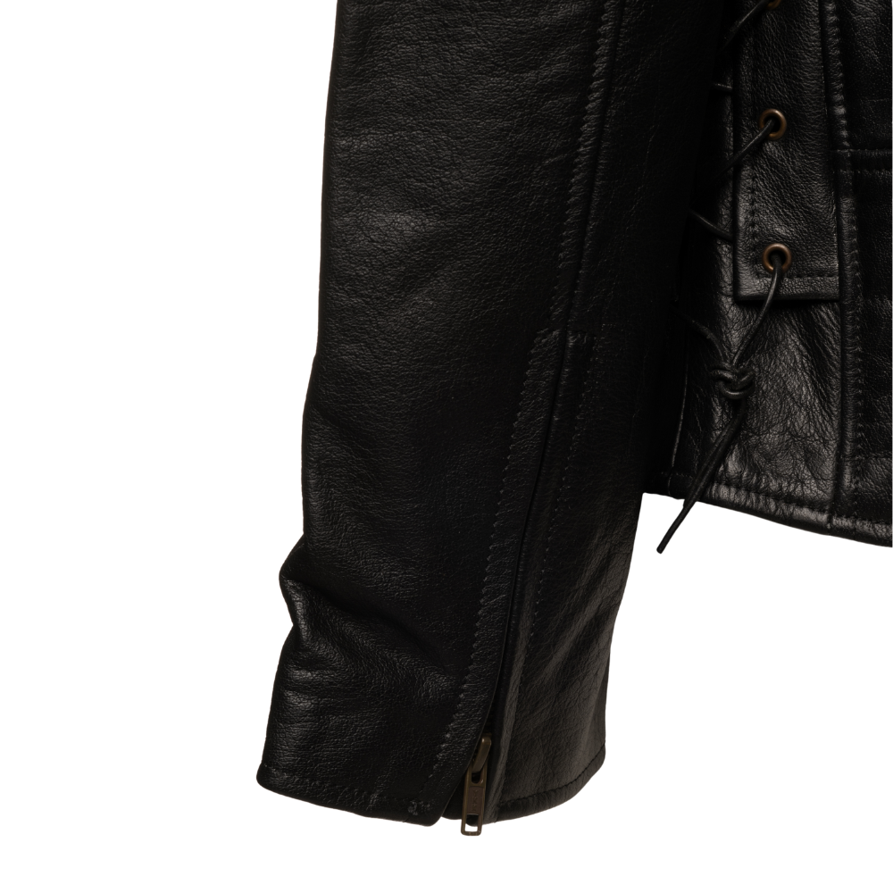 Flint Black double rider Motorcycle leather jacket