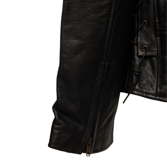 Flint Black double rider Motorcycle leather jacket