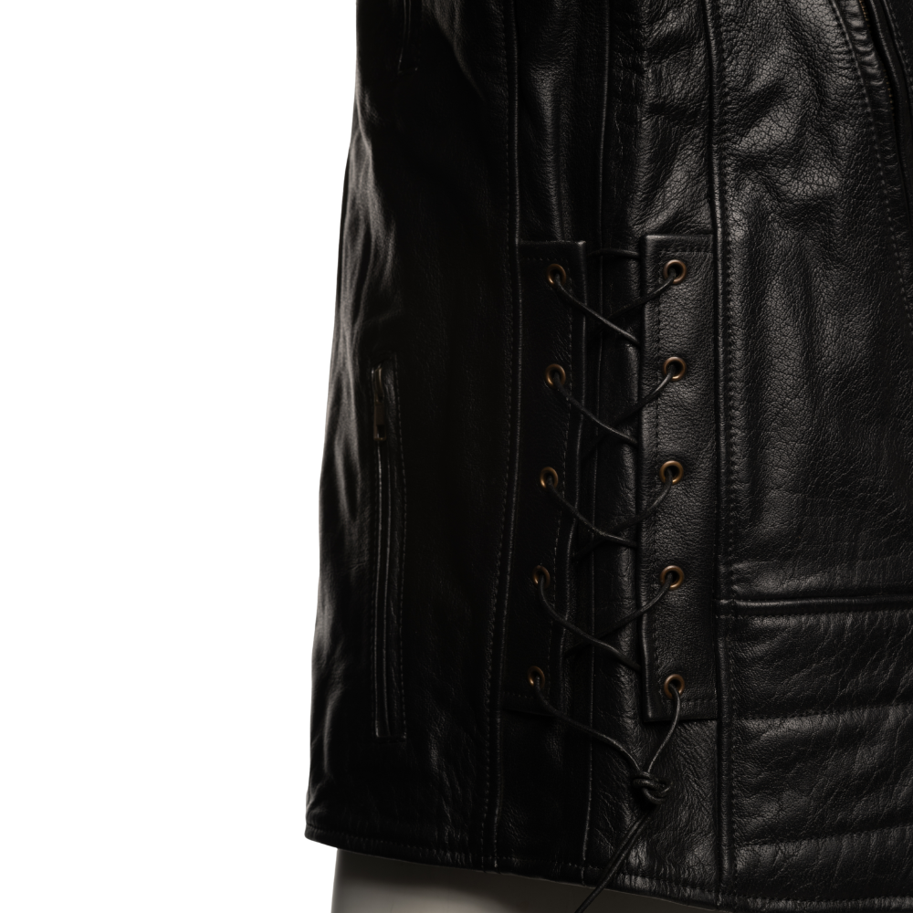 Flint Black double rider Motorcycle leather jacket