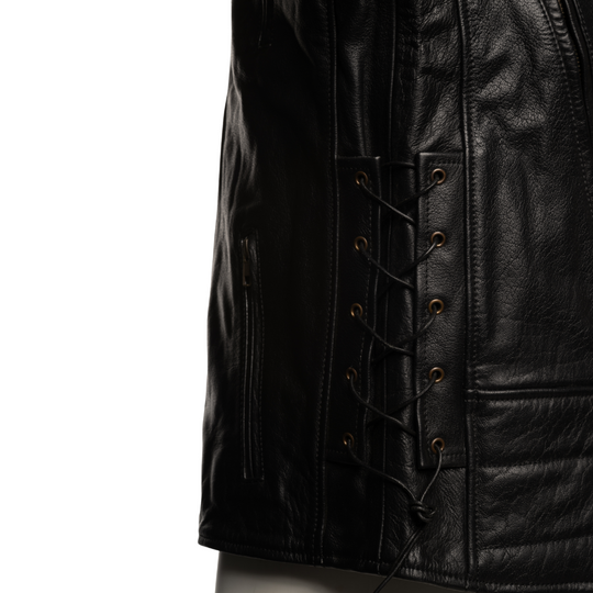 Flint Black double rider Motorcycle leather jacket
