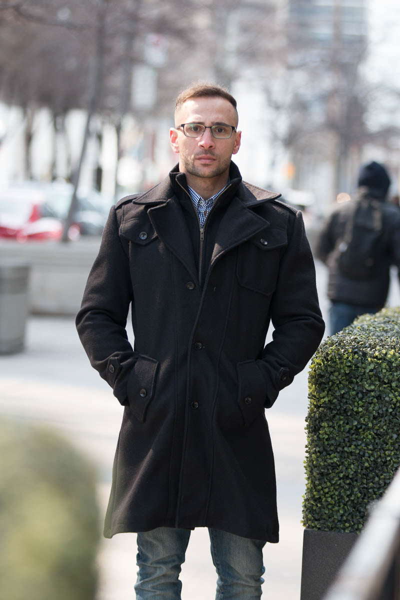 Mens 3/4 Length Waterproof Coat Wool Trench Mens Full Length