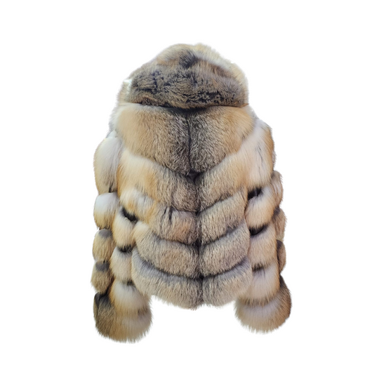 Women's Natural golden island fur hooded jacket