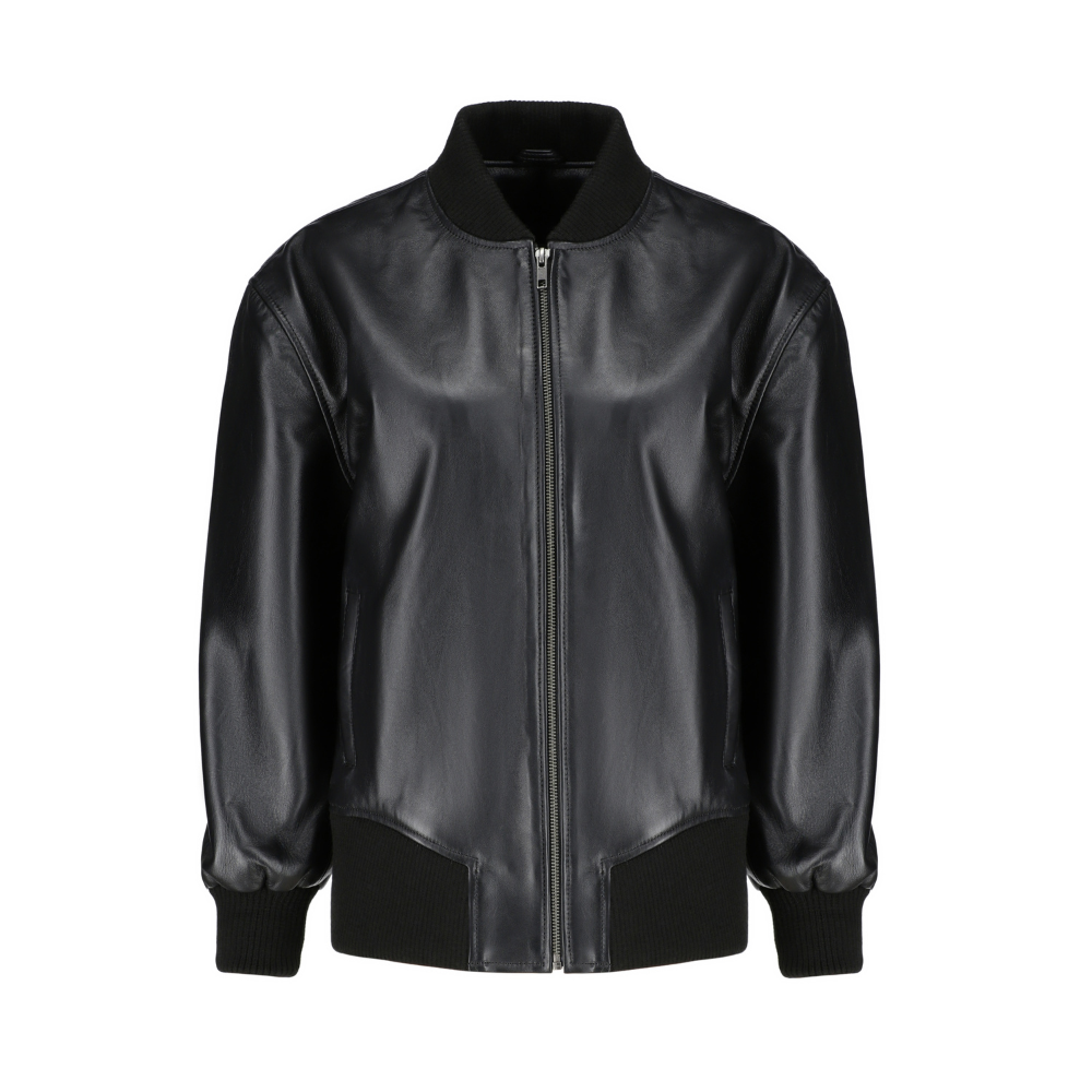 Mabel black oversized bomber jacket