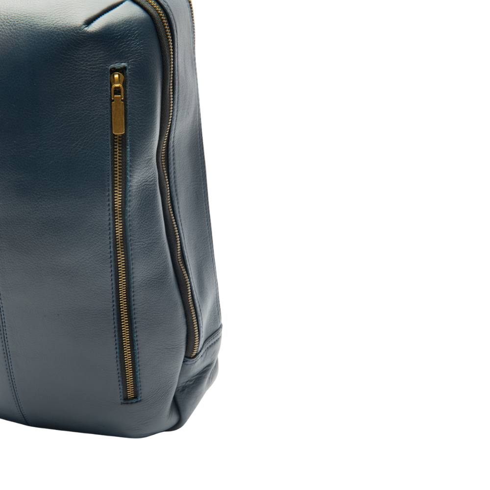 Urban Navy Leather Backpack