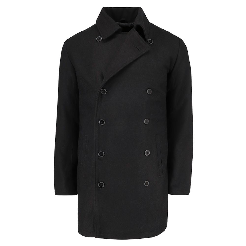 Elias black wool overcoat