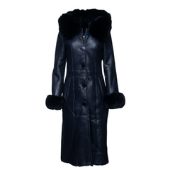 Seren's Navy Blue Shearling coat with fox fur
