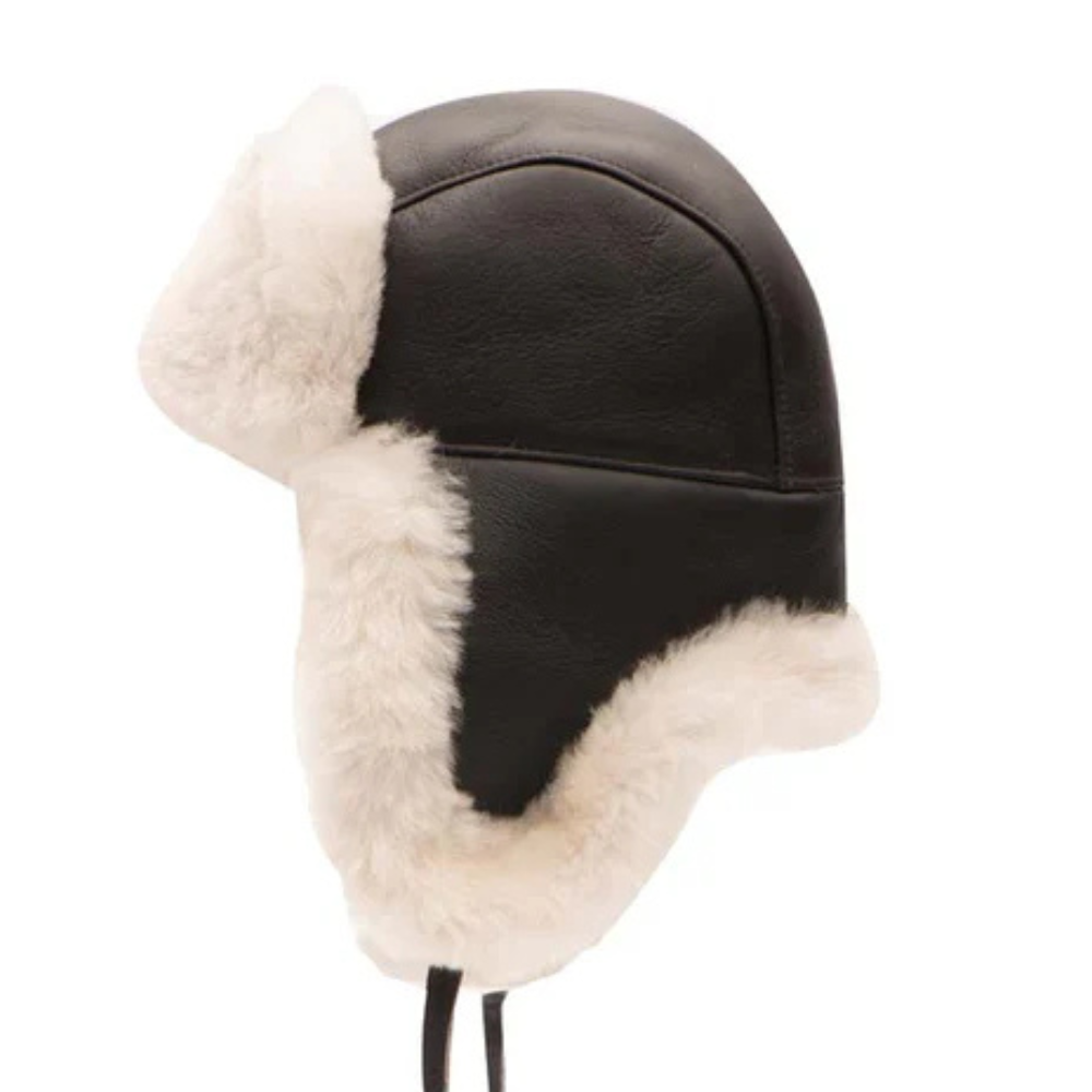 B-3 Sheepskin Shearling Brown Aviator Hat