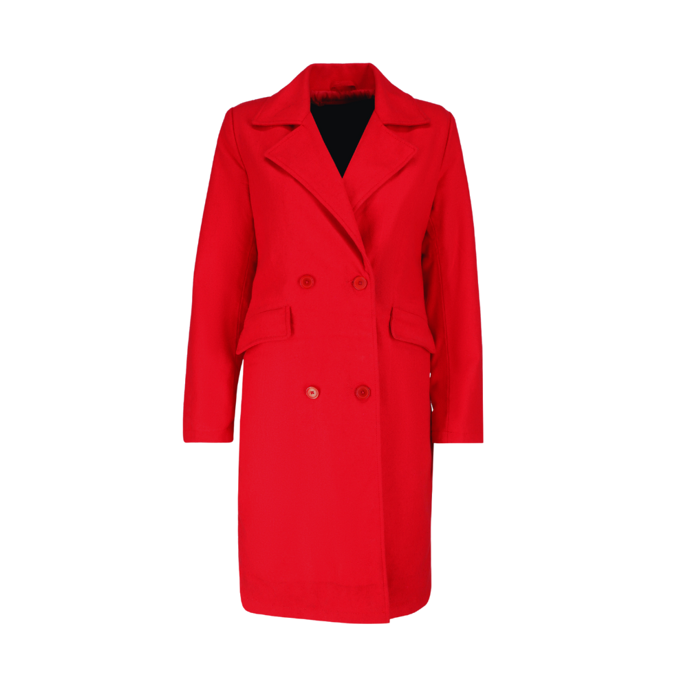Isla red women's wool overcoat