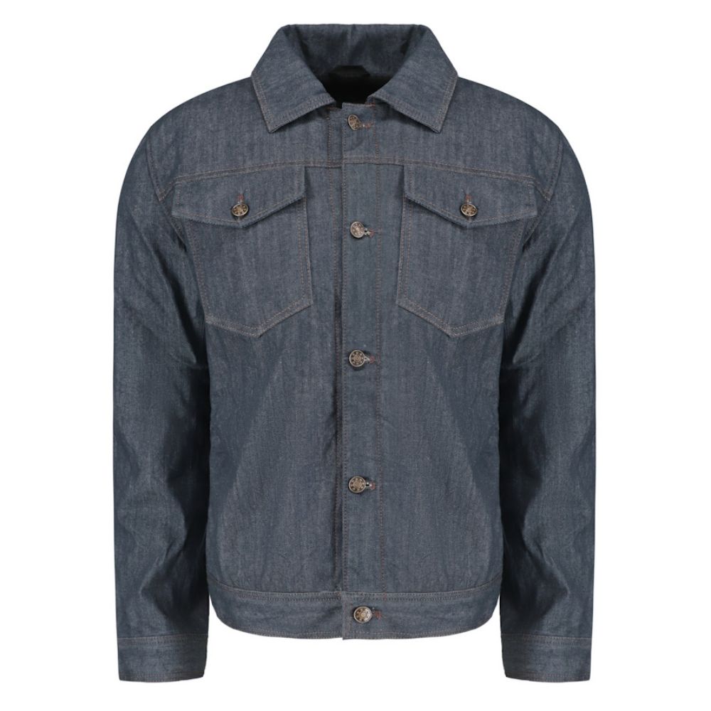 Julian blue denim motorcycle jacket with kevlar lining