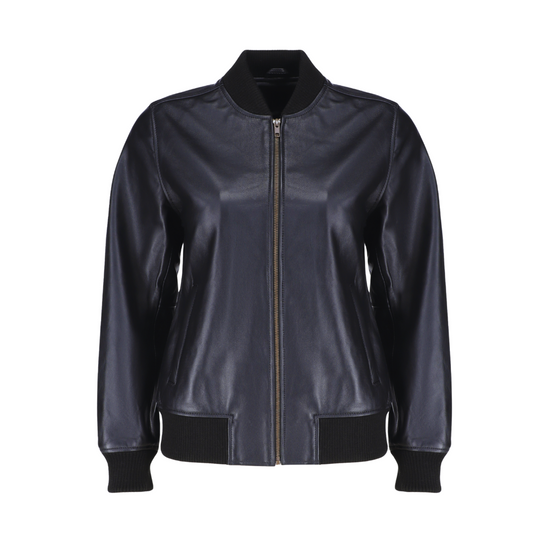 Navea Women's Black Bomber Leather Jacket