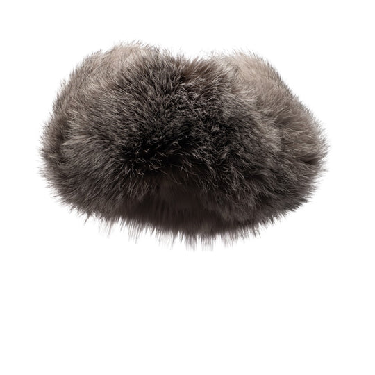 Silver fox fur and leather Aviator hat