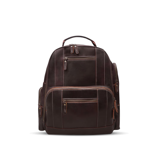 Dark Brown Leather Travel Backpack