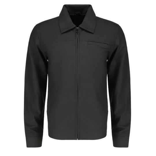 Zane matte black collared leather jacket