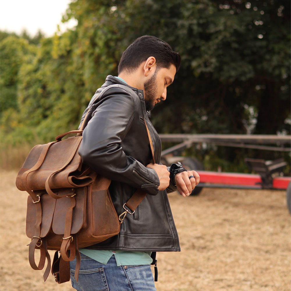 Parsons Roll Top Vintage Oiled Cowhide Backpack