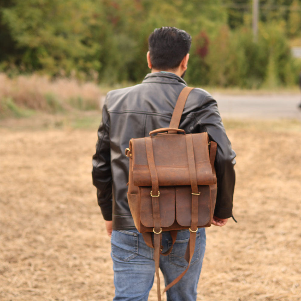 Parsons Roll Top Vintage Oiled Cowhide Backpack