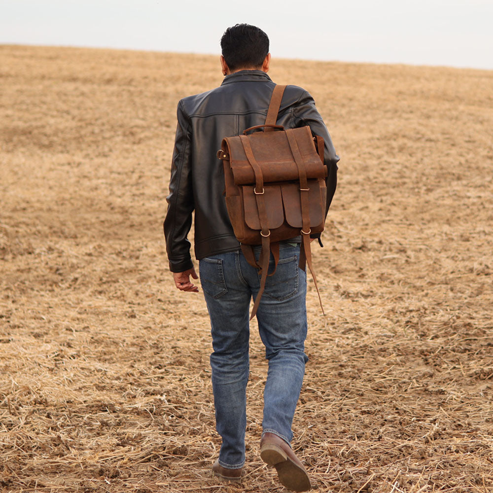 Parsons Roll Top Vintage Oiled Cowhide Backpack