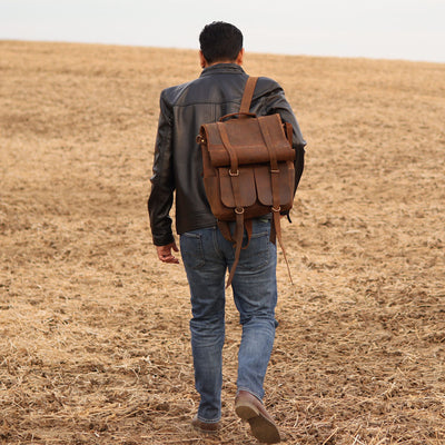 Parsons Roll Top Vintage Oiled Cowhide Backpack