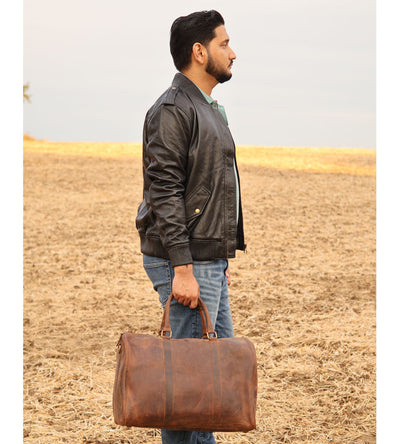 Vintage Leather Business Travel Duffel Bag