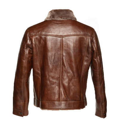 Dashiell brown trucker shearling jacket