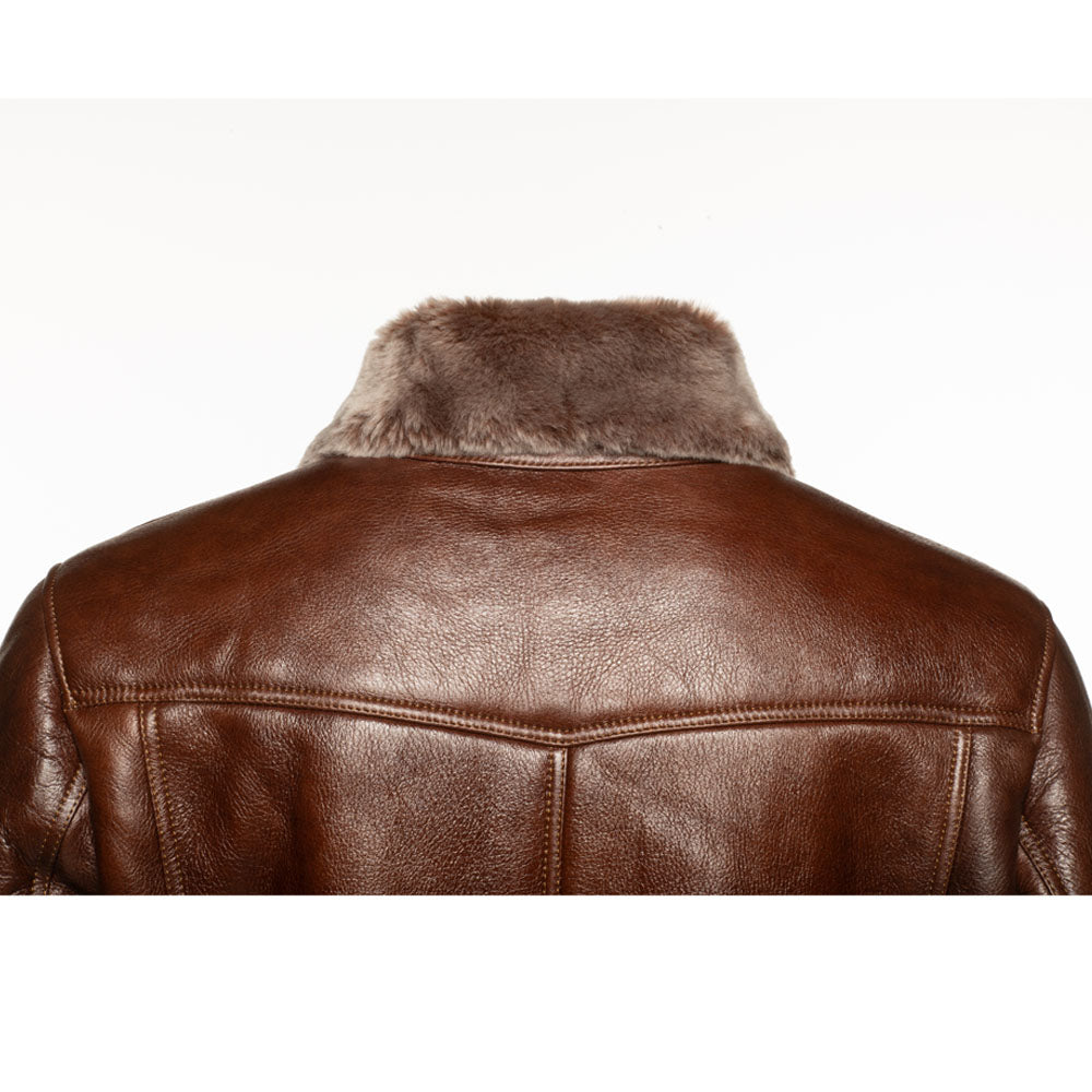 Dashiell brown trucker shearling jacket