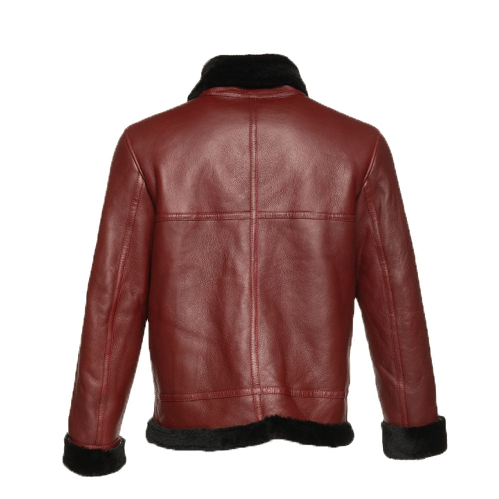 Aurelius Burgundy B3 bomber shearling jacket