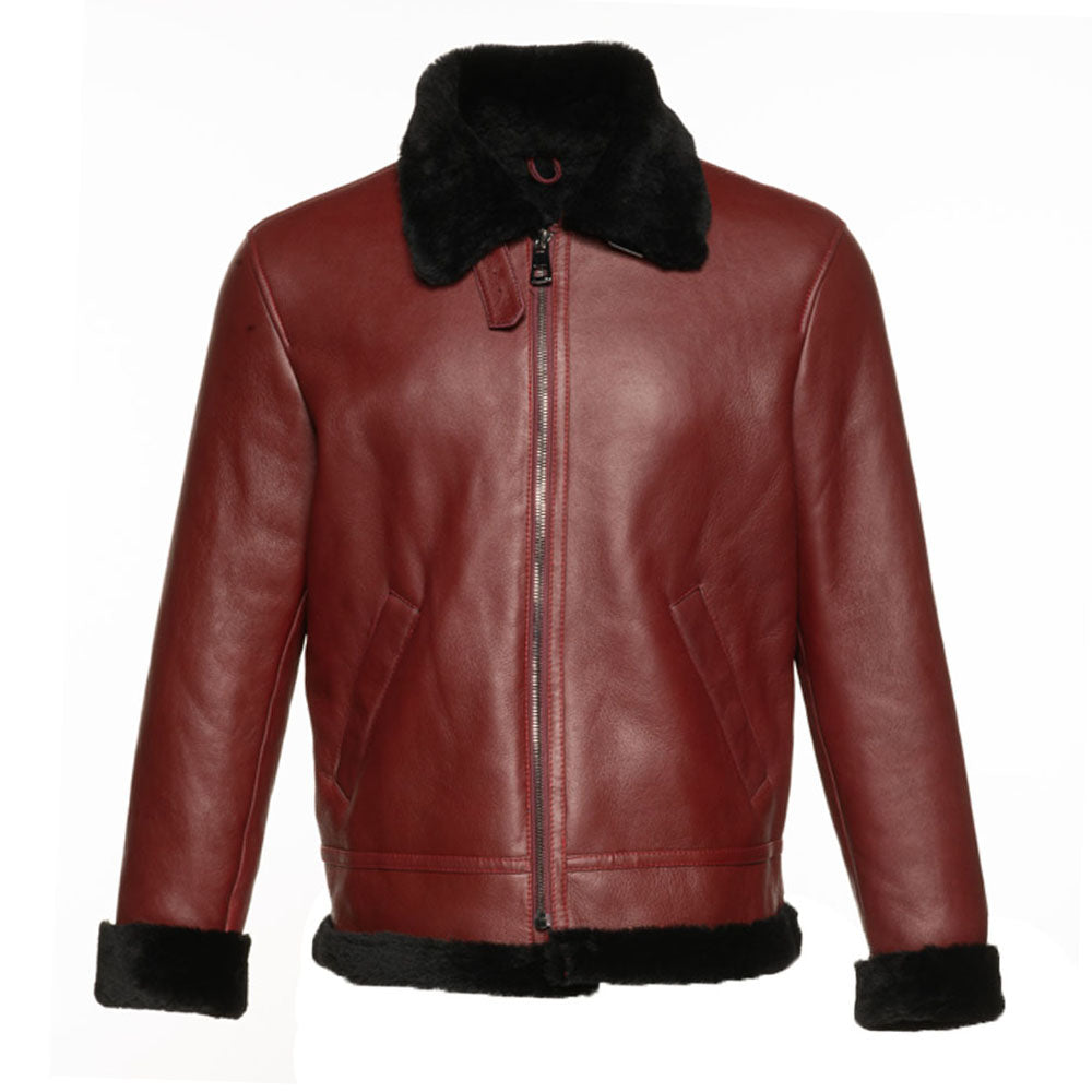 Aurelius Burgundy B3 bomber shearling jacket