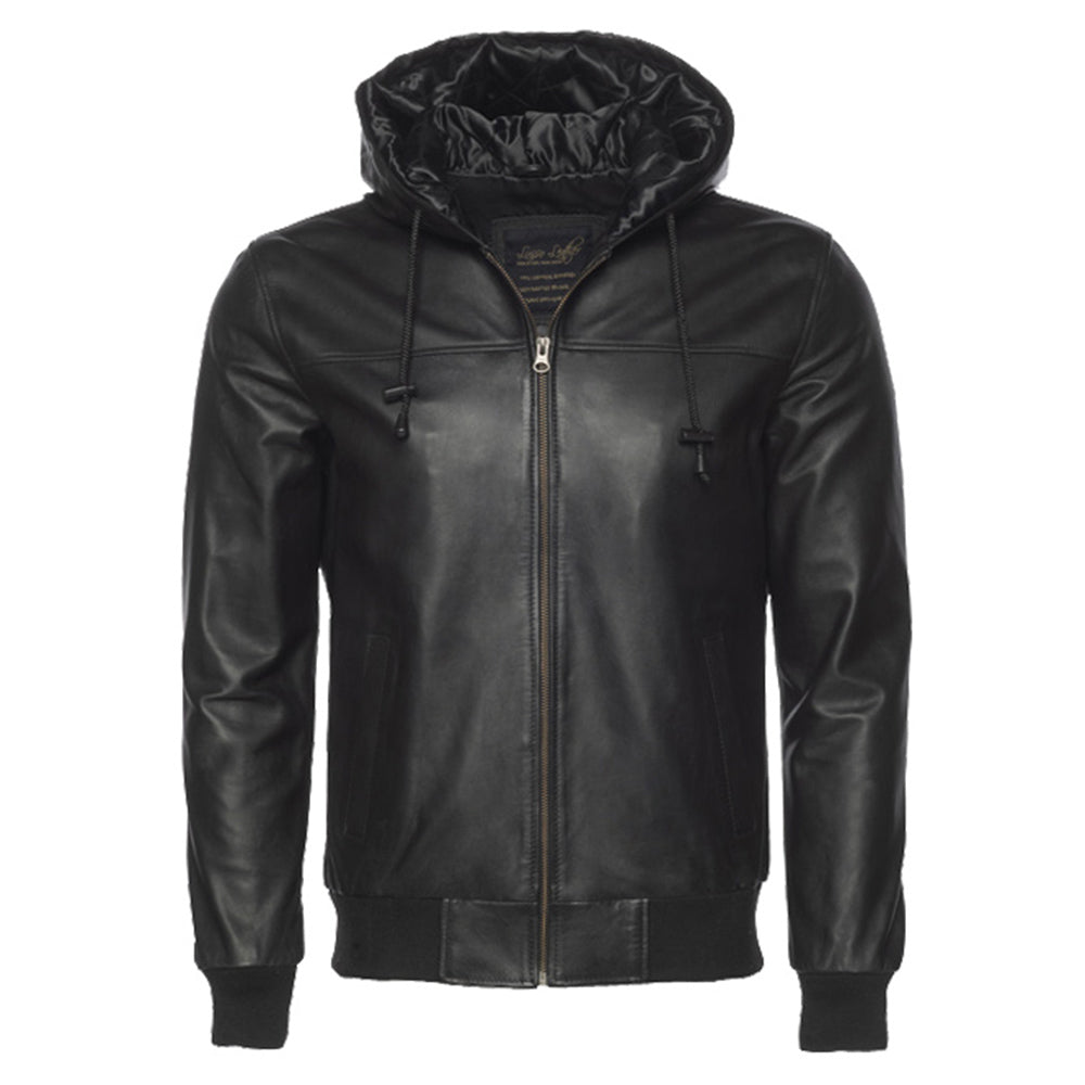 Jayden Black Leather Jacket Hoodie