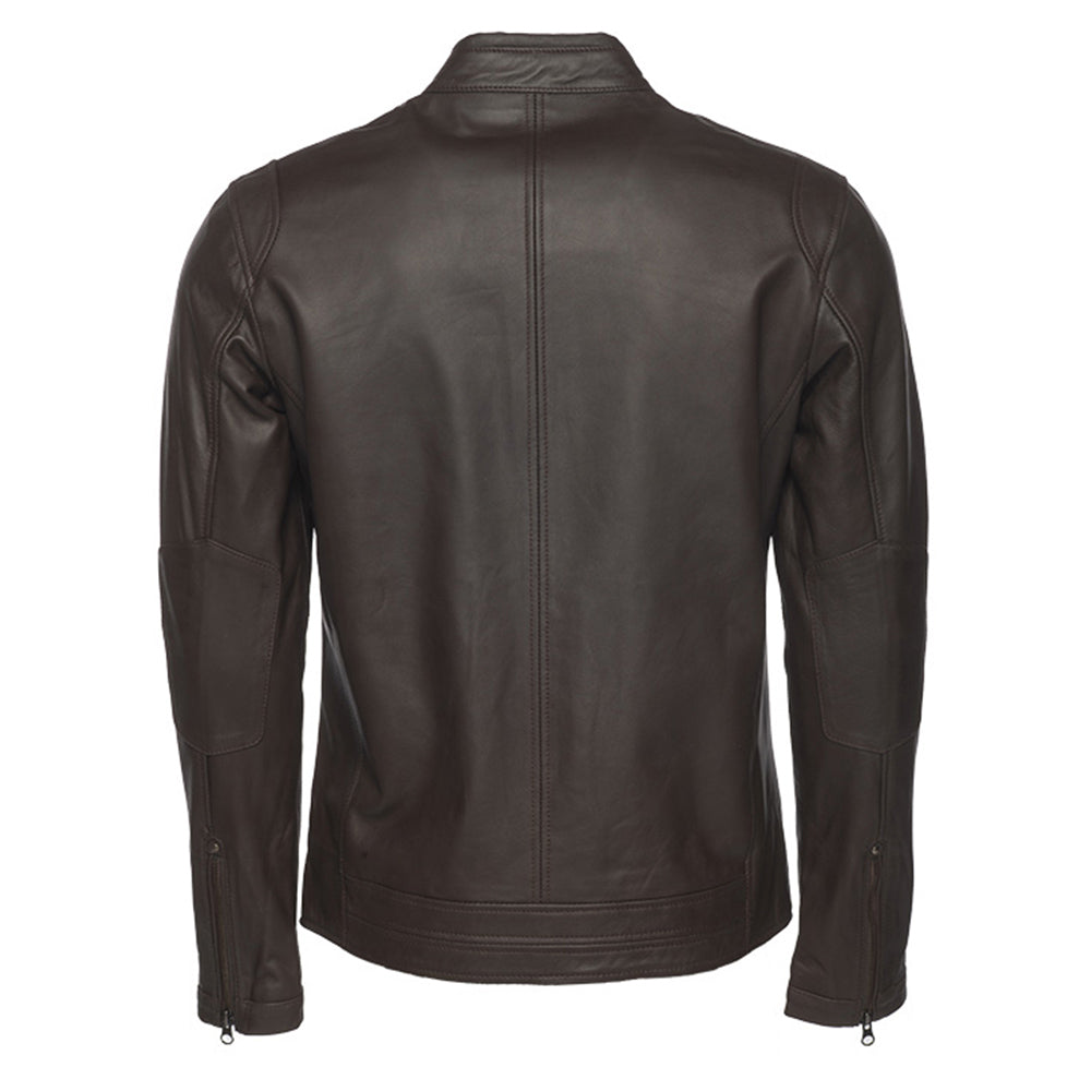 Arthur dark brown café racer leather jacket