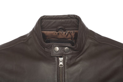 Arthur dark brown café racer leather jacket