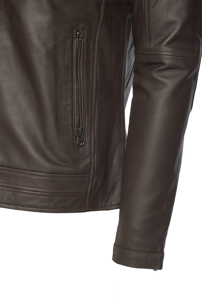 Arthur dark brown café racer leather jacket