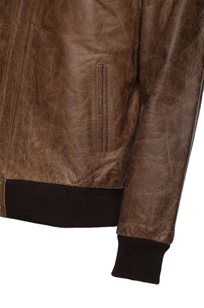 Levi Brown Oiled leather Bomber jacket