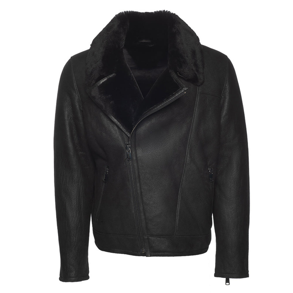 Carters Black Biker Shearling Jacket