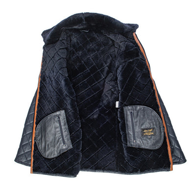 Drew Navy quilted sheepskin shearling coat