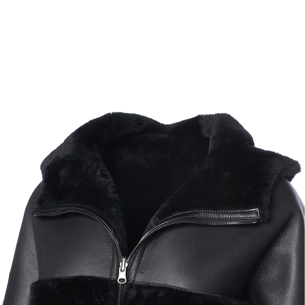 Elena black Reversible shearling jacket