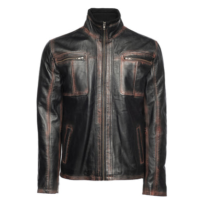 Arden burnished copper leather jacket