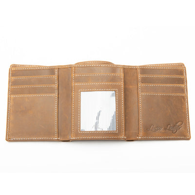 Brown tri-fold Leather wallet