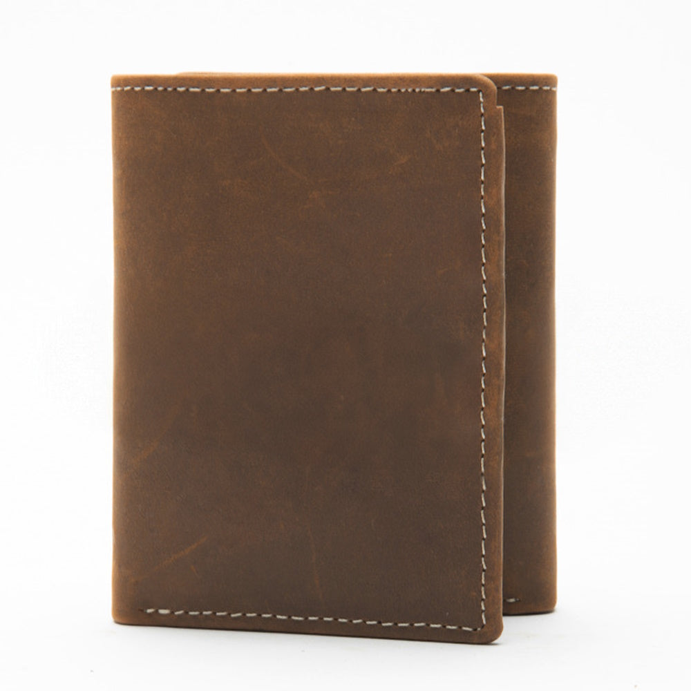 Brown tri-fold Leather wallet