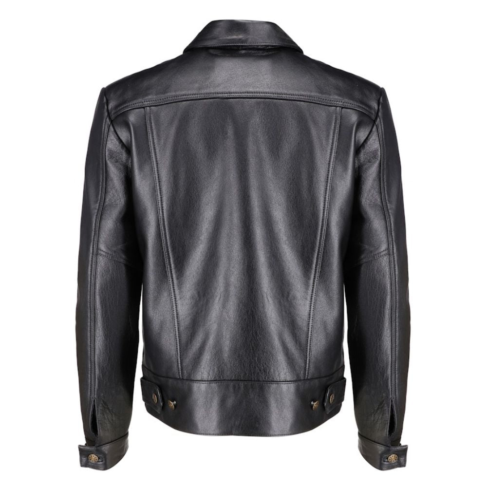 Griff black denim style leather jacket