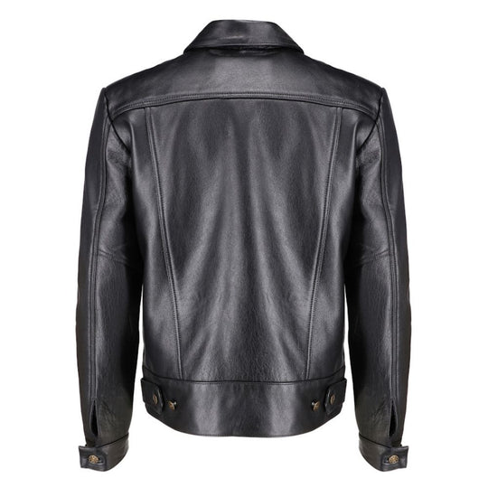 Griff black denim style leather jacket
