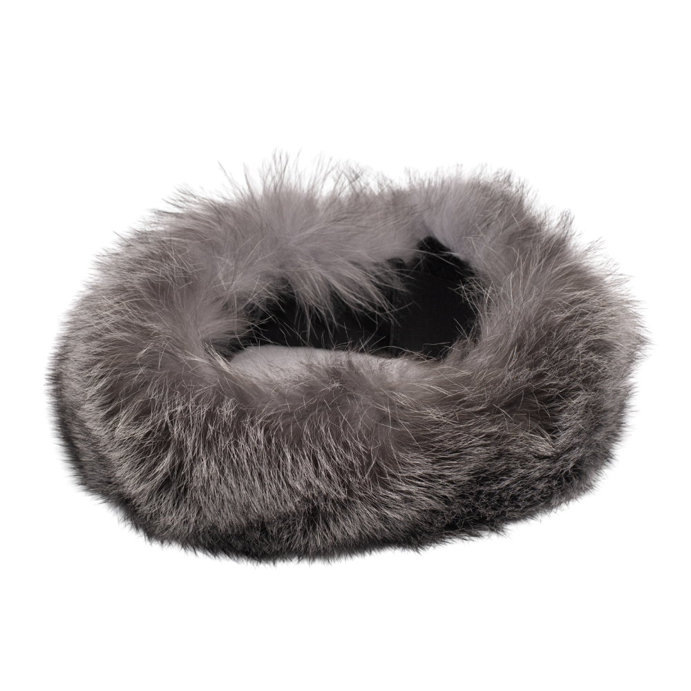 Silver fox fur headband