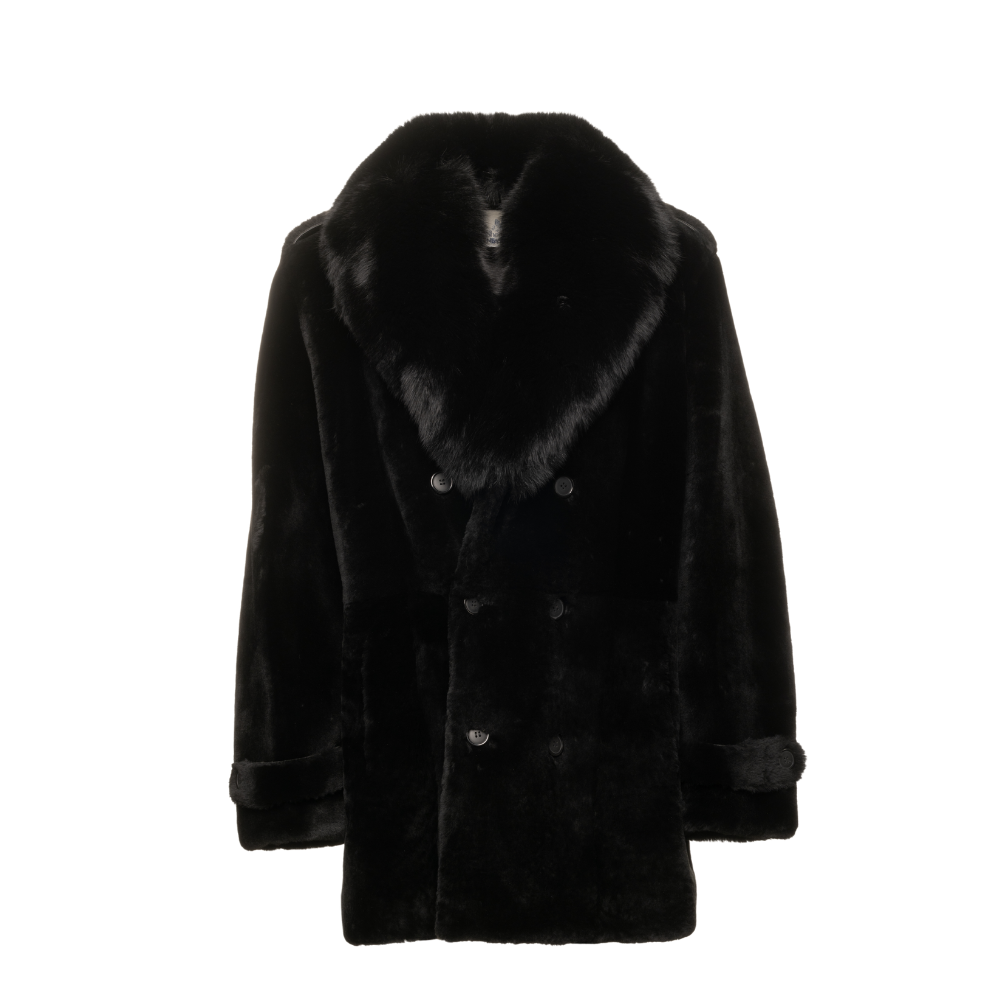 Peyton Black Mouton Shearling coat with Fox fur