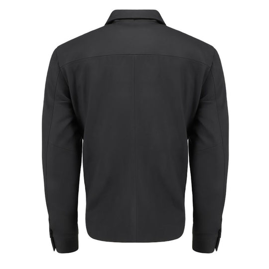 Zane matte black collared leather jacket