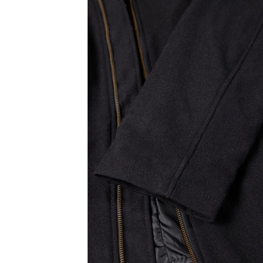 Maddox Black hooded long wool coat