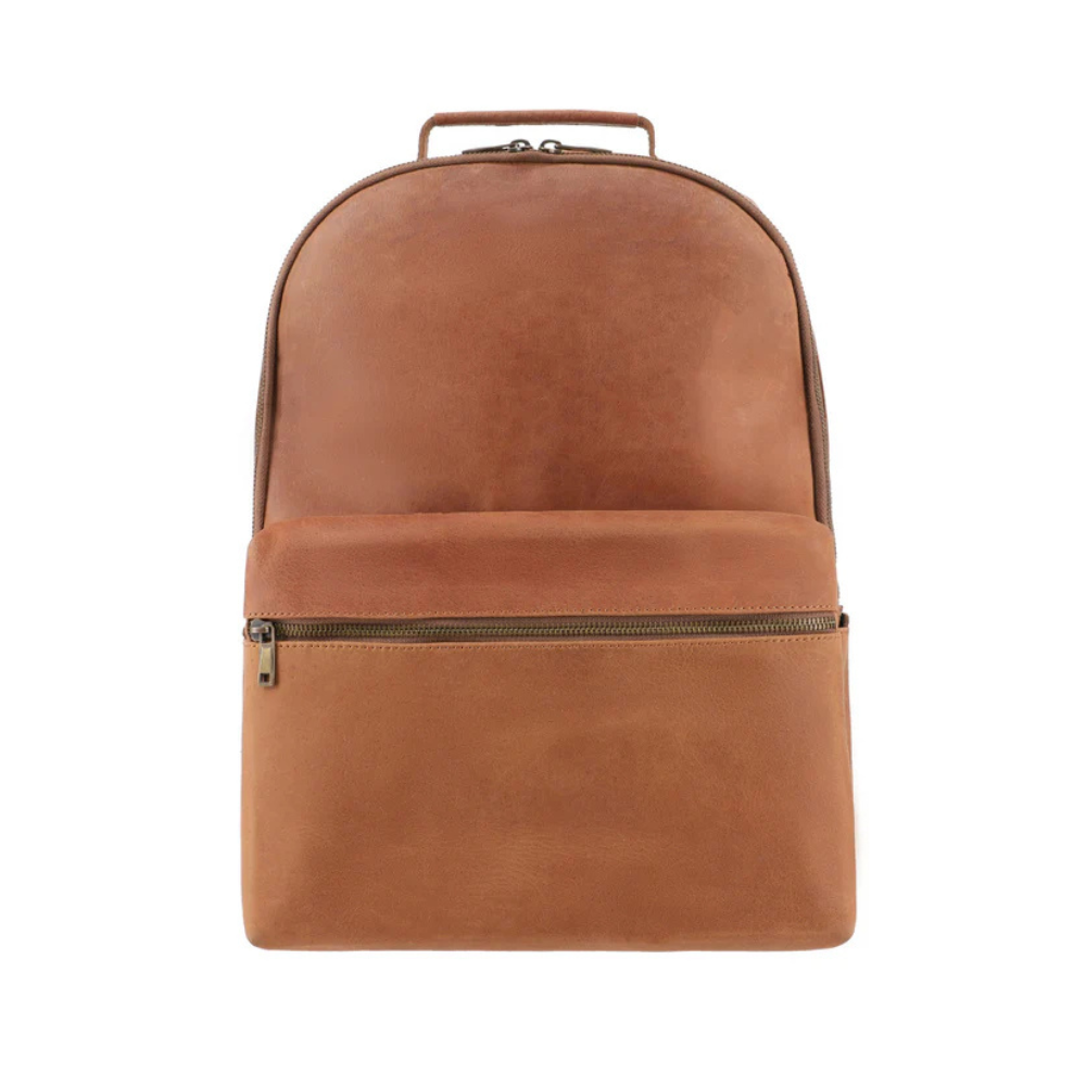 Tan Brown Leather Backpack