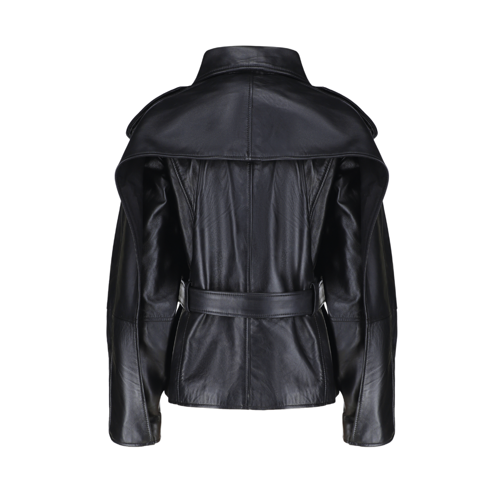 Zelora black oversized biker style jacket