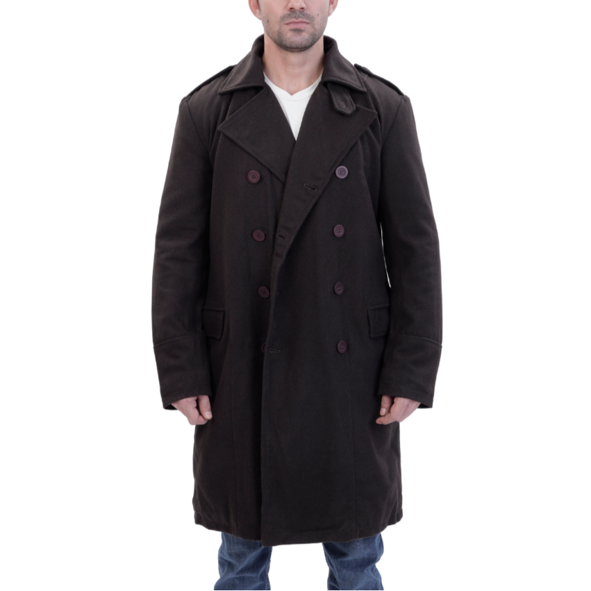 Adrian Brown wool trench coat
