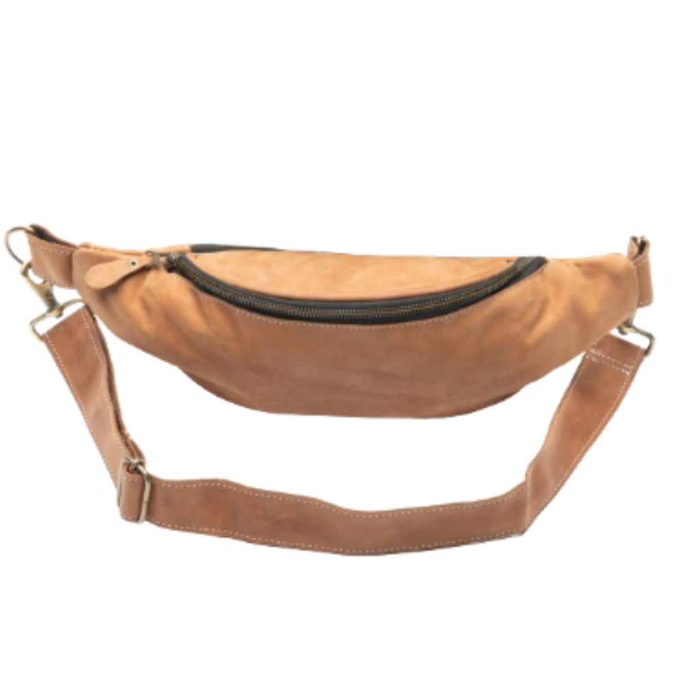 Rustic tan cross body sling bag