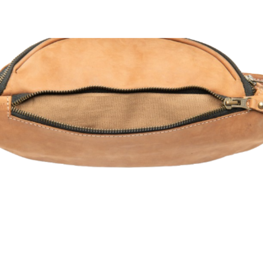 Rustic tan cross body sling bag